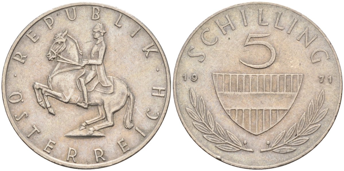 Австрия 5 шиллингов 1971 KM 2889a медно-никель 4116-951