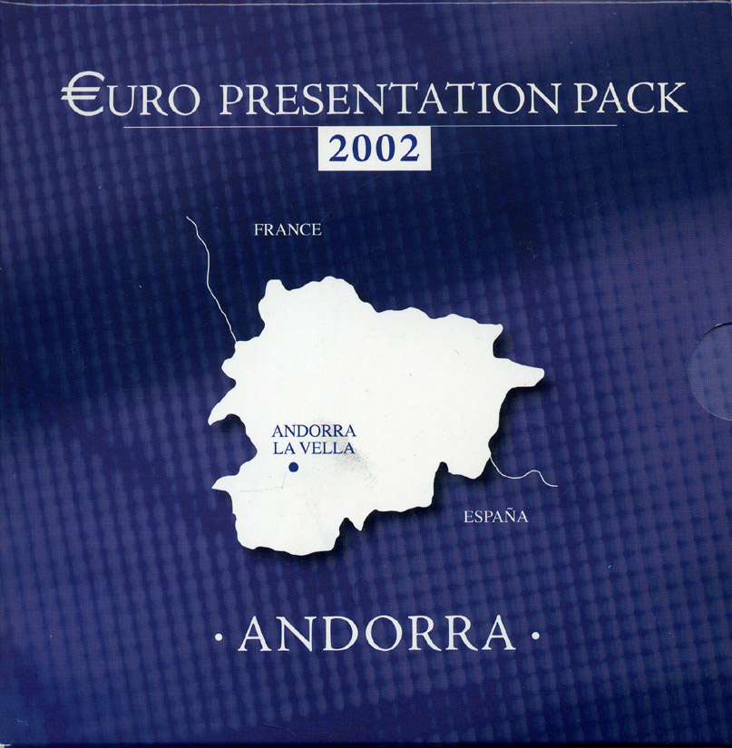 Испания, Франция, Андорра набор из 2 евронаборов по 8 монет и набора из 6 монет 2002 оригинальный, официальный набор, презентация Андорры в евро UNC 7-6-1-08