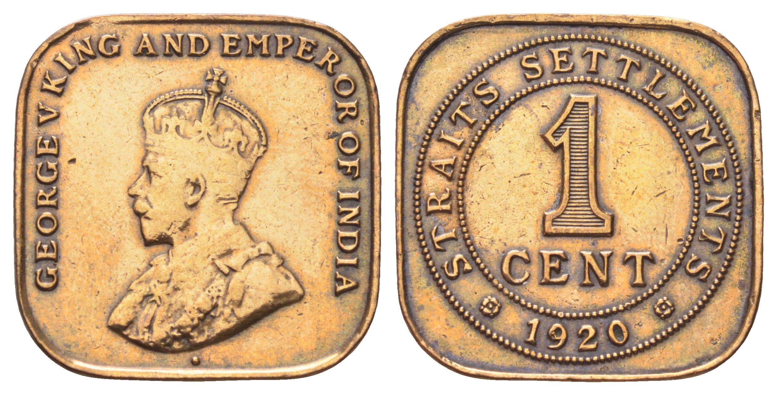 Стрейтс-Сетлментс (Стрейтс Сетлментс) 1 цент 1920 Георг V (1910-1936) KM 32 бронза 4697-1241