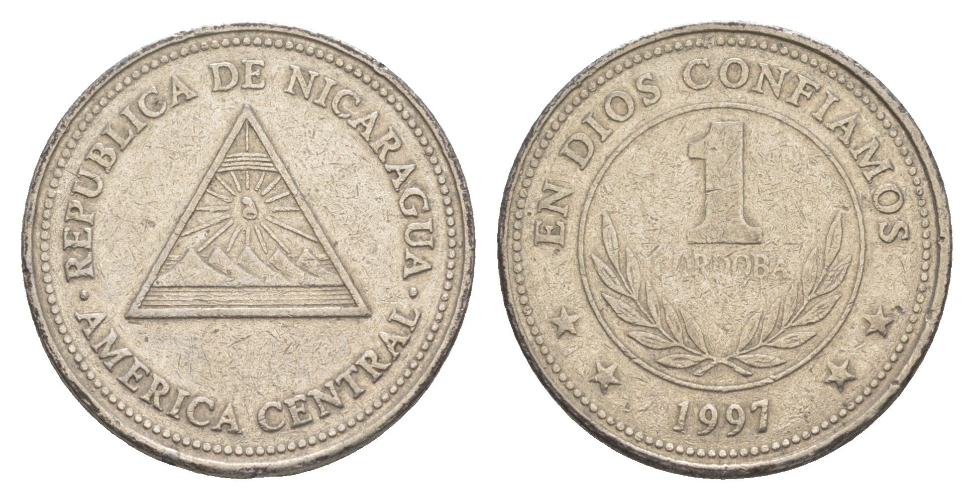 Никарагуа 1 кордоба 1997 KM 89 сталь плакированная никелем 4163-554