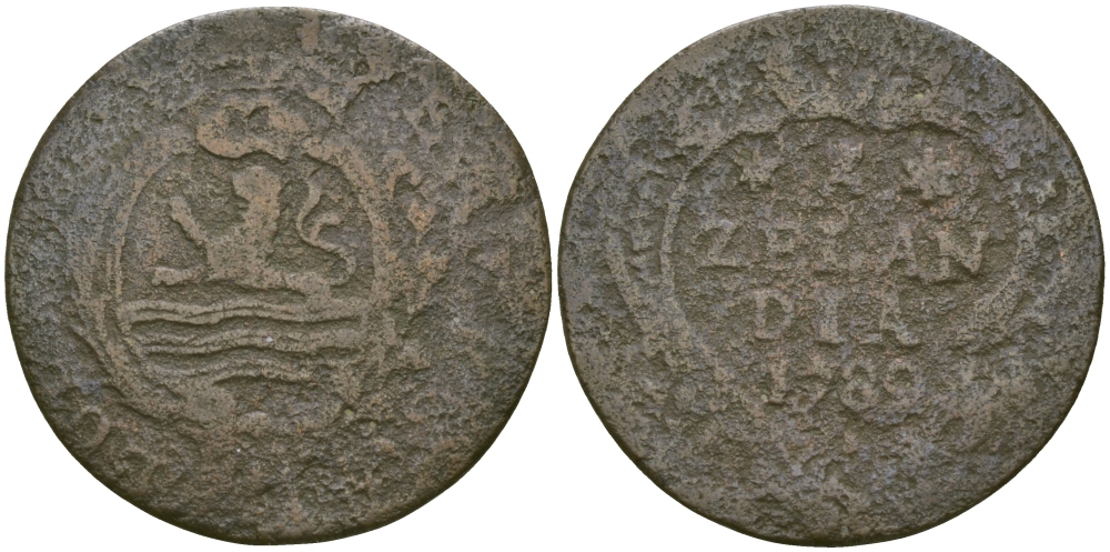 НИДЕРЛАНДЫ, ЗЕЛАНДИЯ (ZEELAND) 1 ДУИТ 1789 KM 101 медь 65-721