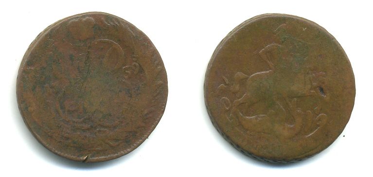 РОССИЯ 1 КОПЕЙКА 1759 медь 61-421