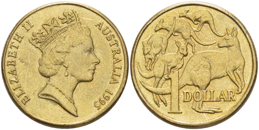 Австралия 1 доллар 1995 Елизавета II (1952-2022), кенгуру KM 84 алюминиевая бронза 4395-1021