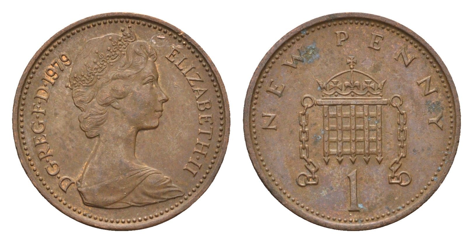 Великобритания 1 пенни 1979 Елизавета II (1952-2022) KM 915, Spink 4237 (B1) бронза 4697-949