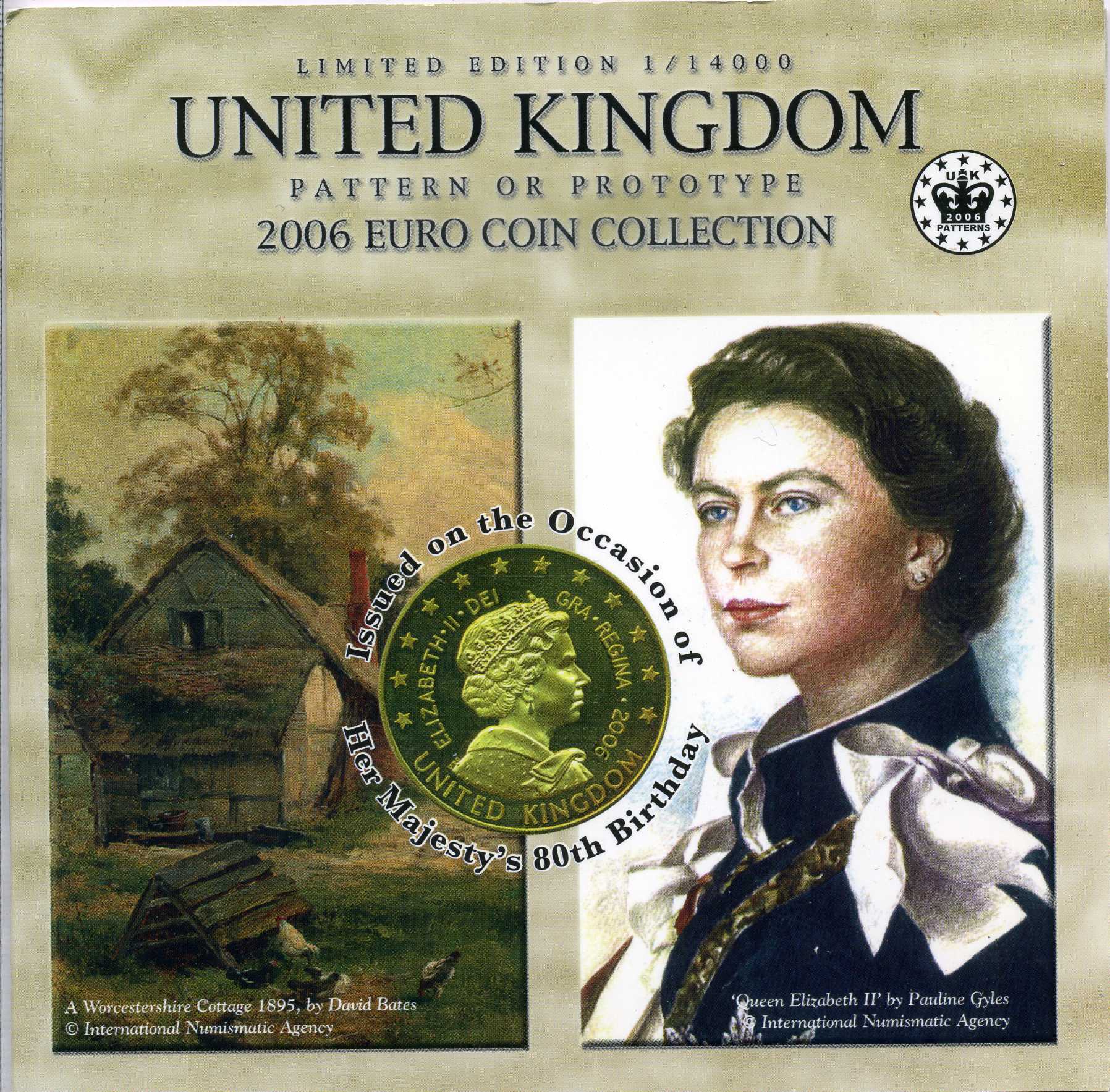 Великобритания набор из 9 монет 2006 1 евроцент-5 евро, европробники, в оригинальном буклете, Елизавета BUNC 00-00