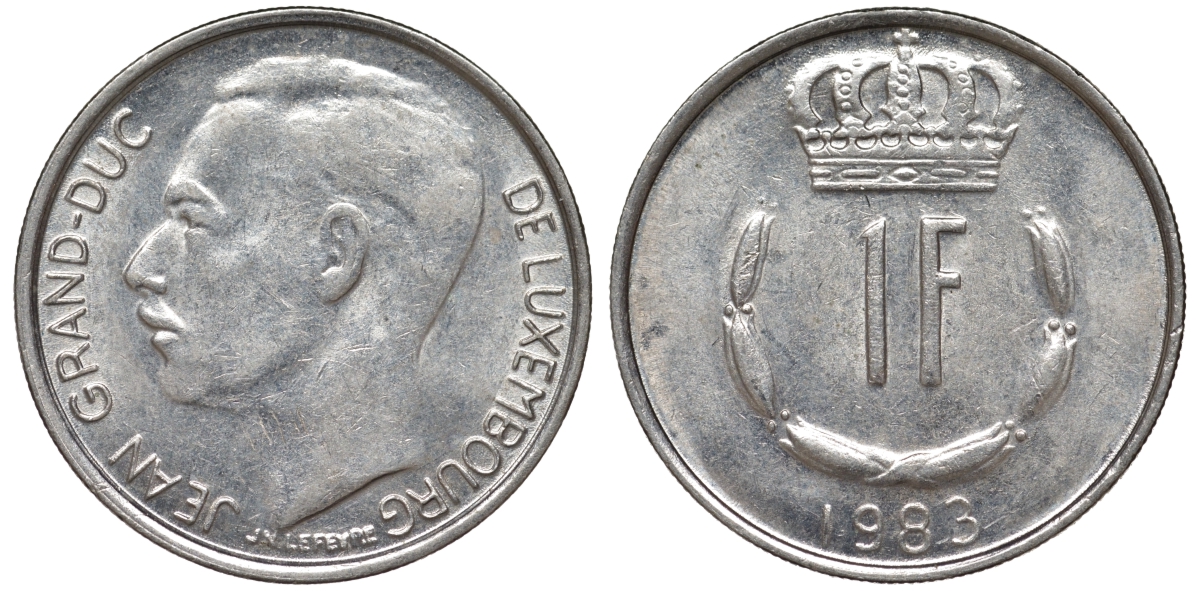 Люксембург 1 франк 1983 KM 55 медно-никель 4143-116