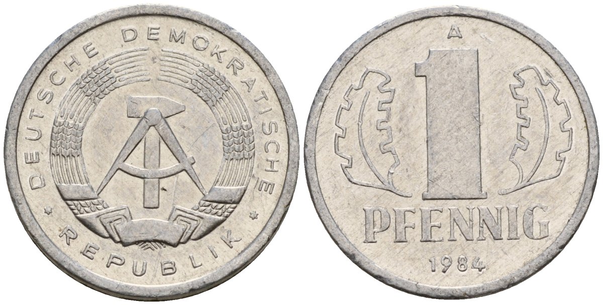 ГДР 1 пфенниг 1984 A KM 8.2 алюминий 188-1028