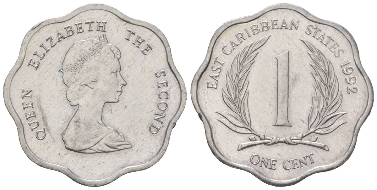 Восточные Карибы 1 цент 1992 KM 10 алюминий aUNC 4621-118