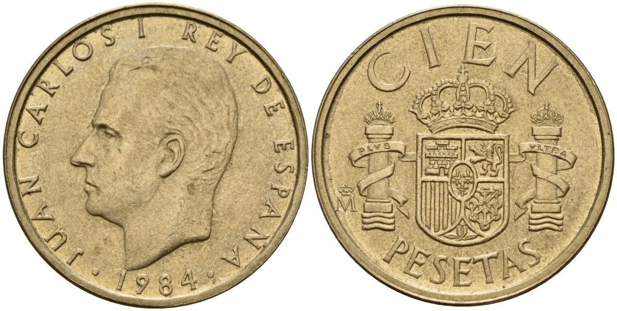 Испания 100 песет 1984 Хуан Карлос I (1975-2014) KM 826 алюминиевая бронза 4179-1311