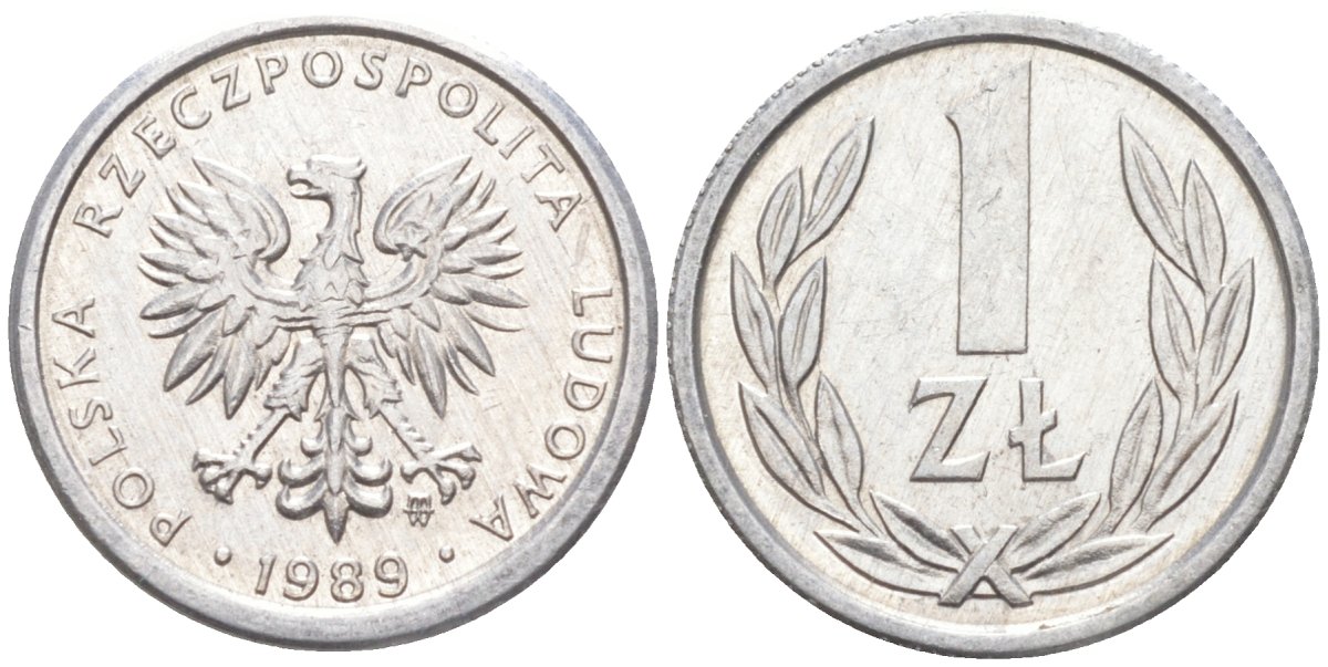 Польша 1 злотый 1989 MW KM 49.3, Parchimowicz 215a алюминий 187-434