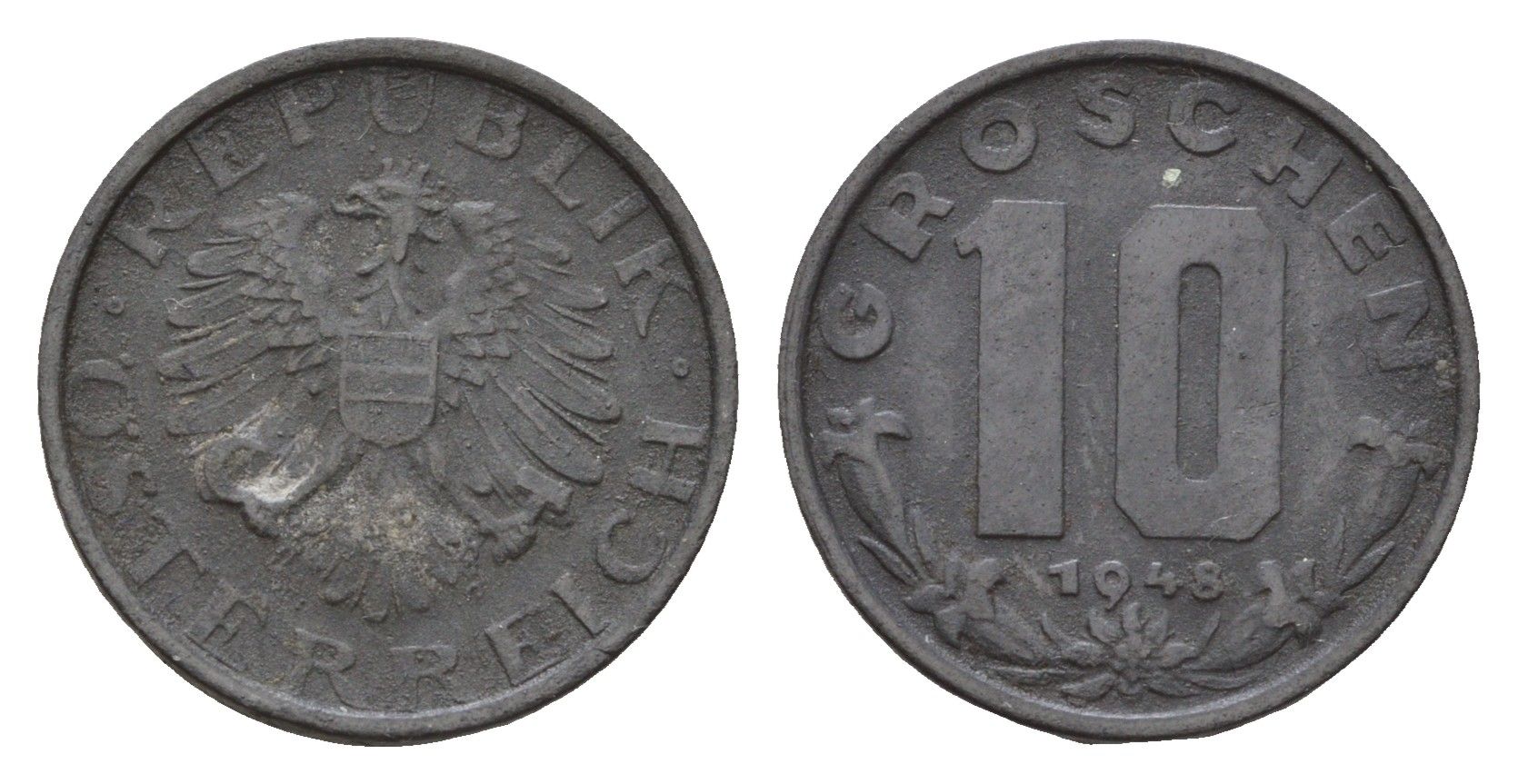 Австрия 10 грошей 1948 KM 2874 цинк 4669-663