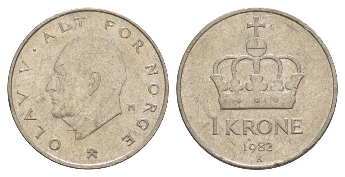 Норвегия 1 крона 1982 Улаф V (1957-1991) KM 419 медно-никель 4635-717