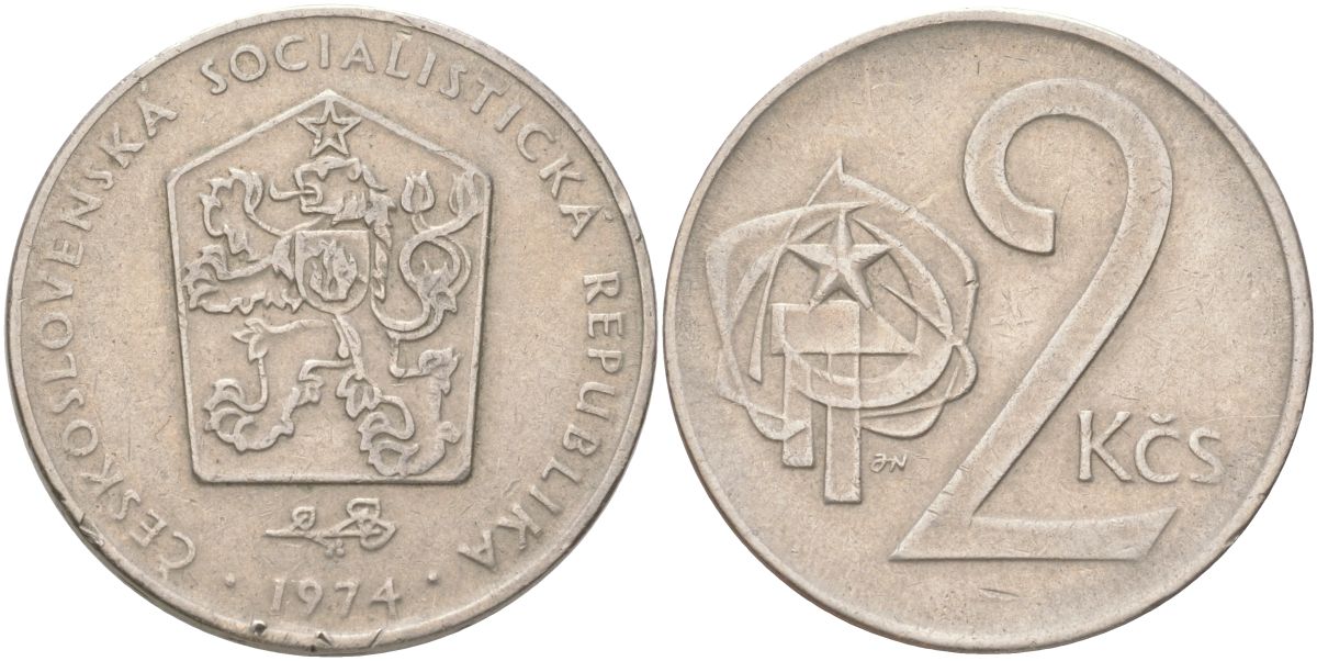 Чехословакия 2 кроны 1974 KM 75 медно-никель 4142-231