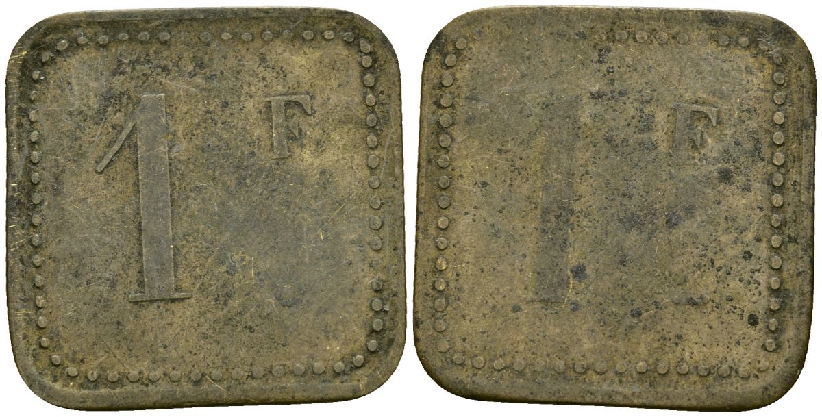 Франция 1 франк XIX-XX век ресторанный жетон латунь 4166-812