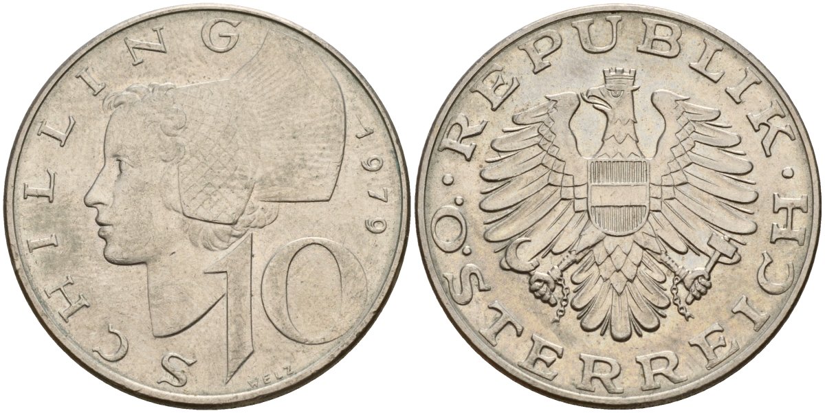 Австрия 10 шиллингов 1979 KM 2918 медно-никель 4177-624