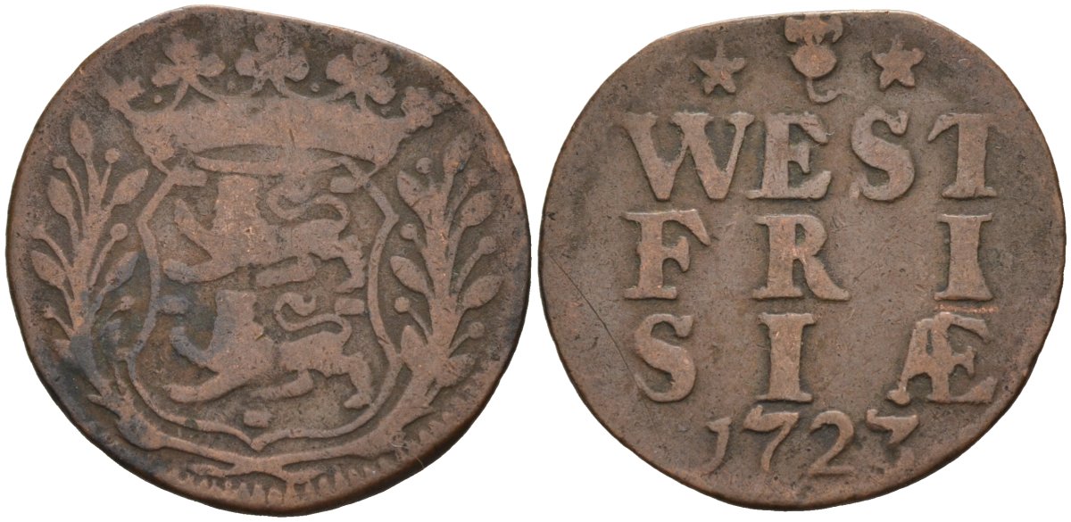 Западная Фризия (West Frisia), Нидерланды 1 дуит 1723 KM 100 медь 4577-224