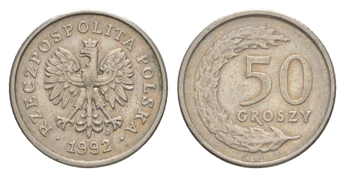 Польша 50 грошей 1992 Y 281 медно-никель 4626-345