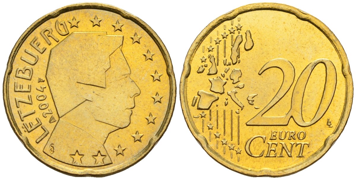 Люксембург 20 евроцентов 2004 KM 79 нордик UNC 4148-727