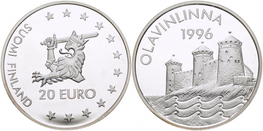 Финляндия 20 евро 1996 Крепость Олавинлинна серебро PROOF 05-122-45