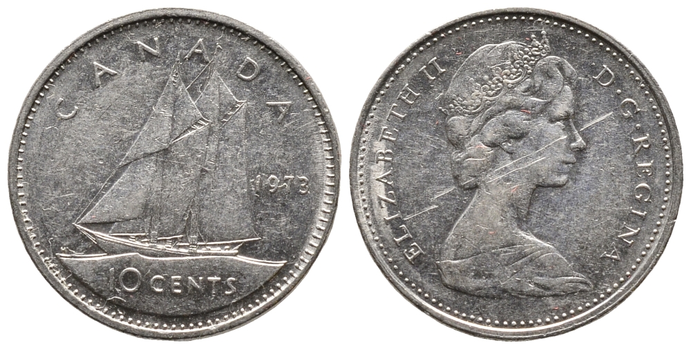 Канада 25 центов 1973 100 лет канадской горной полиции (1873-1973), Елизавета II (1952-2022) KM 81 никель 73-1725