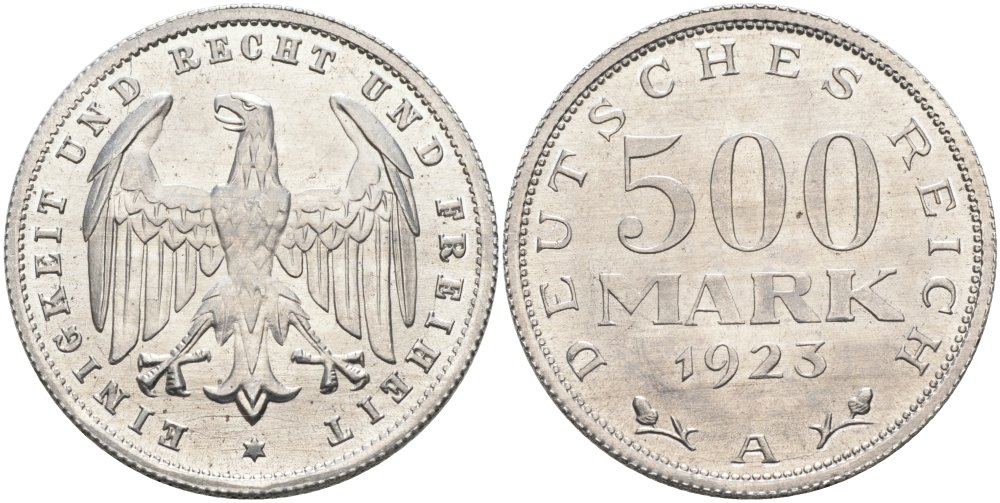 Германия 500 марок 1923 А KM 36, J.305 алюминий UNC 4574-825