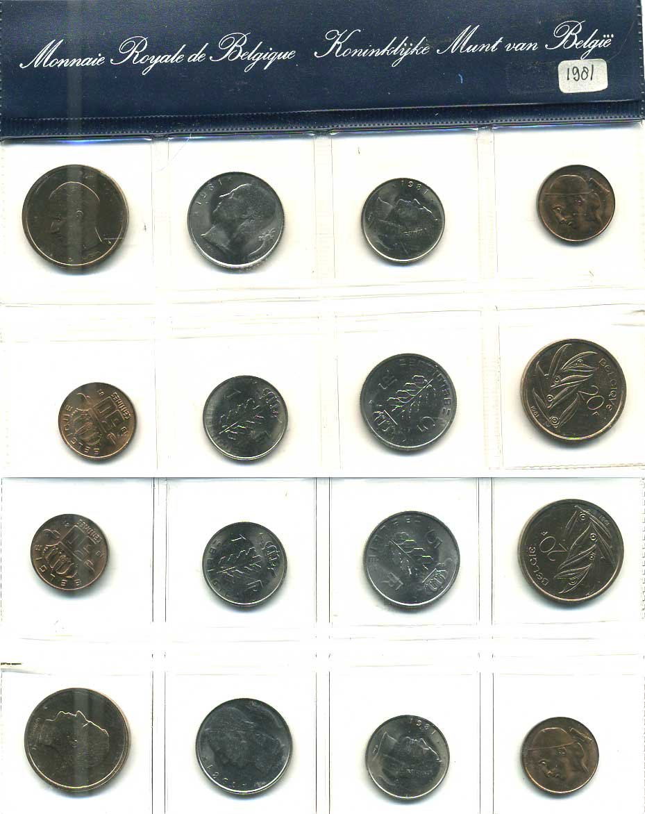 Бельгия официальный набор из 10 монет 1981 UNC 1181-1-11