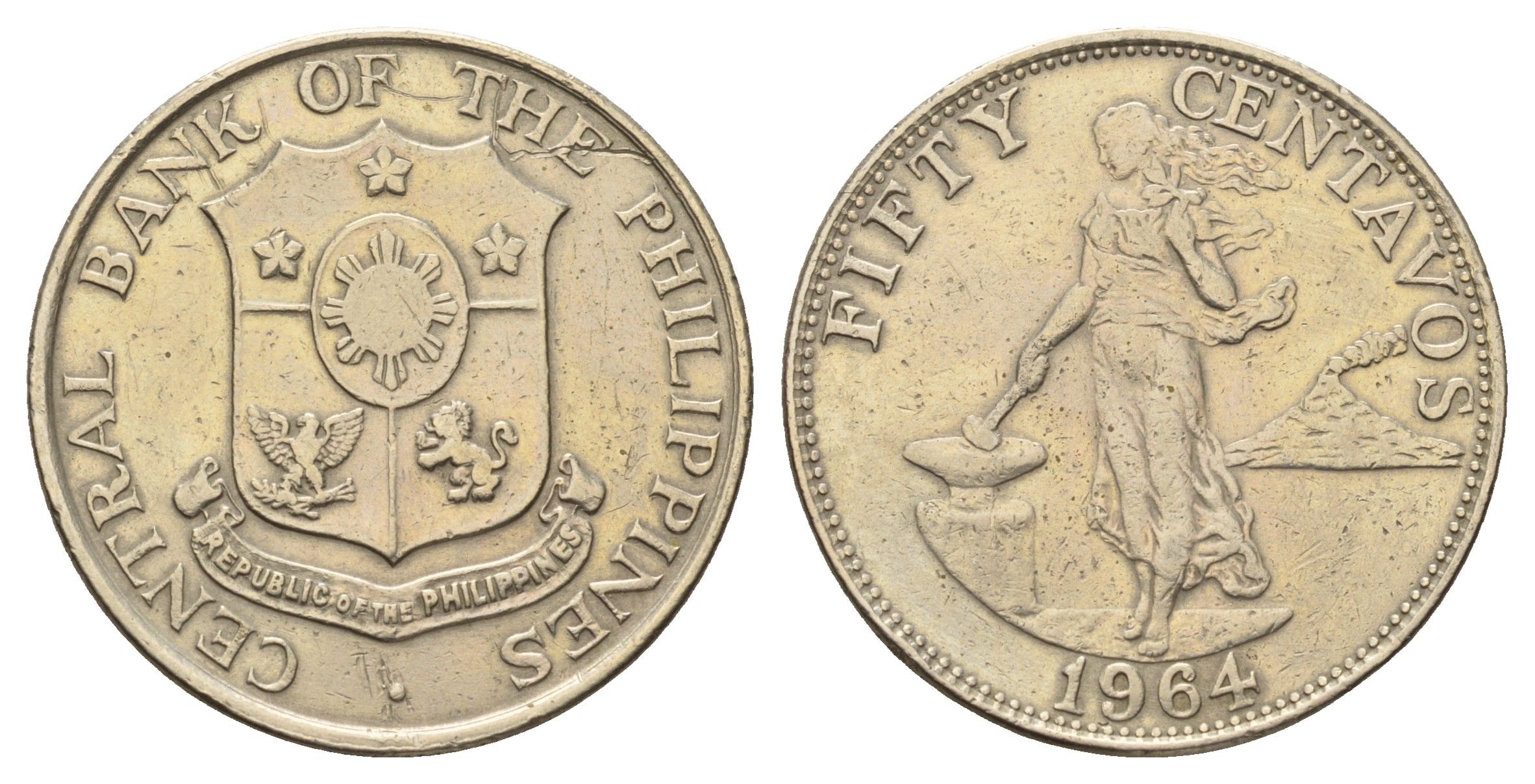 Филиппины50 сентаво1964KM 190медь цинк никель3333-1111