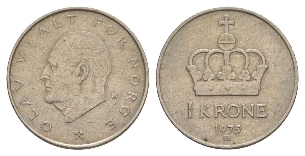 Норвегия 1 крона 1975 Улаф V (1957-1991) KM 419 медно-никель 4635-711