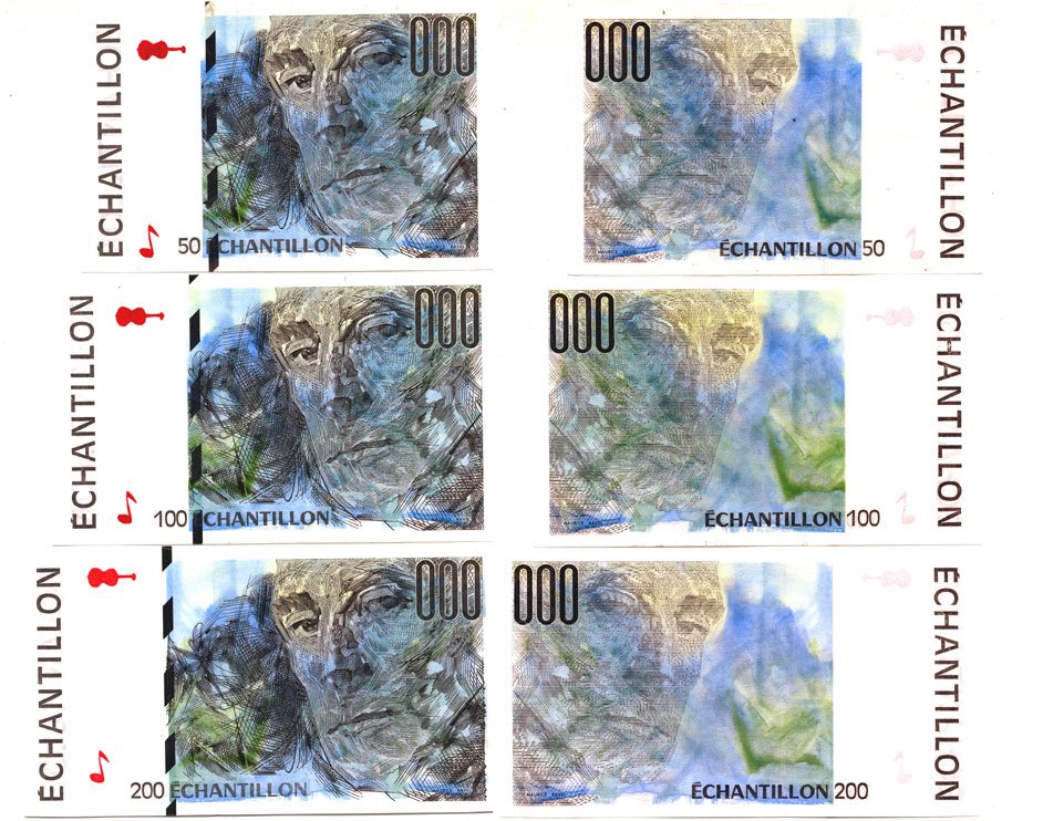 Франция набор из 3 банкнот ND (50, 100, 200) ECHANTILLON, ПРОБА ПЕЧАТИ бумага UNC (ПРЕСС) 7146-63-2-1