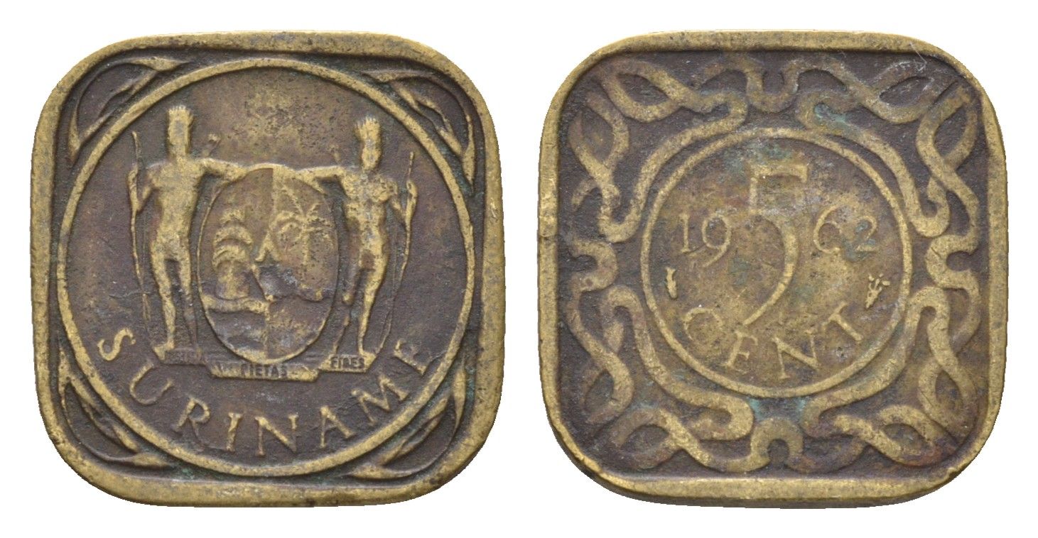 Суринам 5 центов 1962 KM 12 никель латунь 4674-821