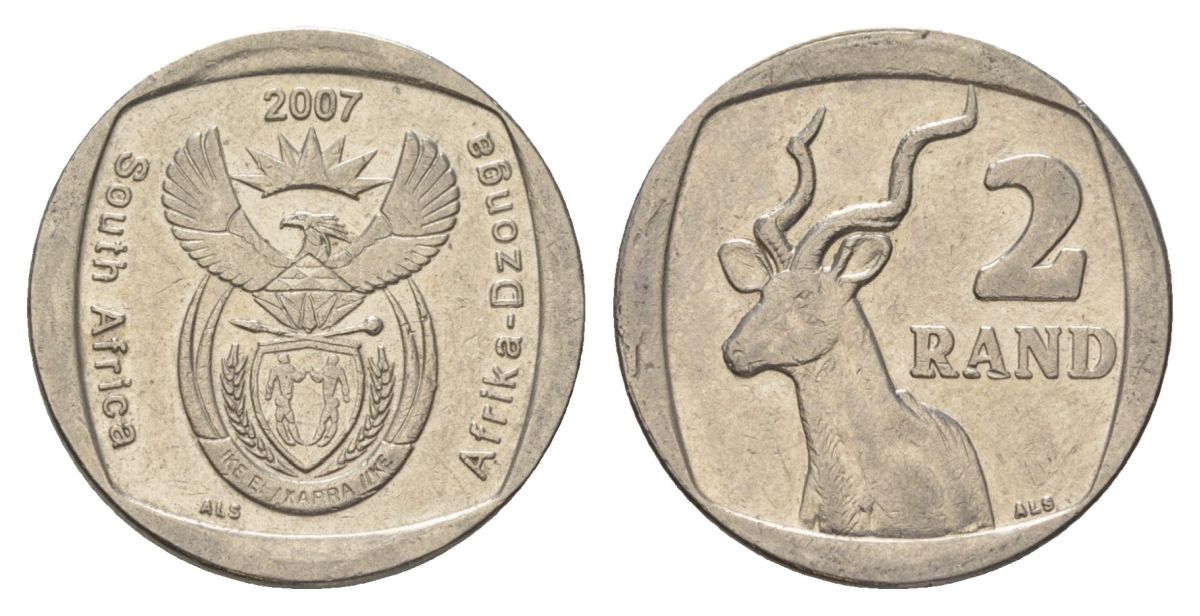 ЮАР 2 ранда 2007 KM 296 медь плакированная никелем 4628-142