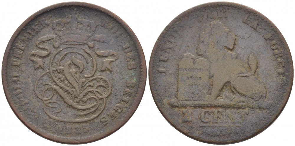 БЕЛЬГИЯ 2 САНТИМА 1835 BELGES KM 4.2 медь 4448-634