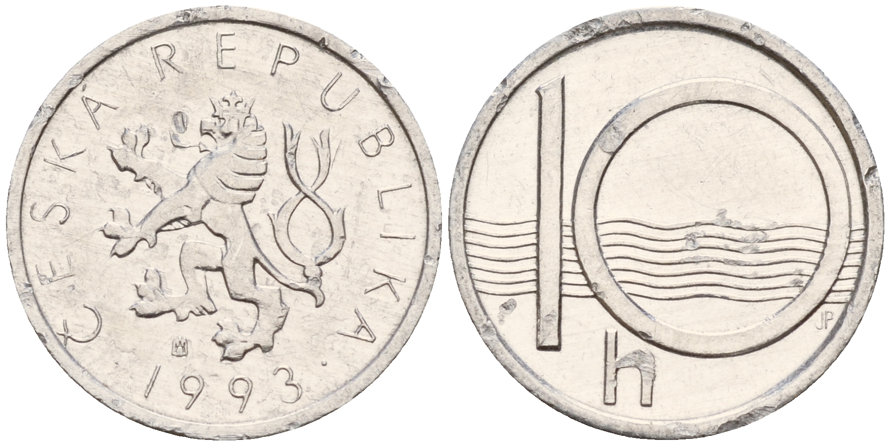 Чехия 10 геллеров 1993  KM 6 алюминий    4598-1223