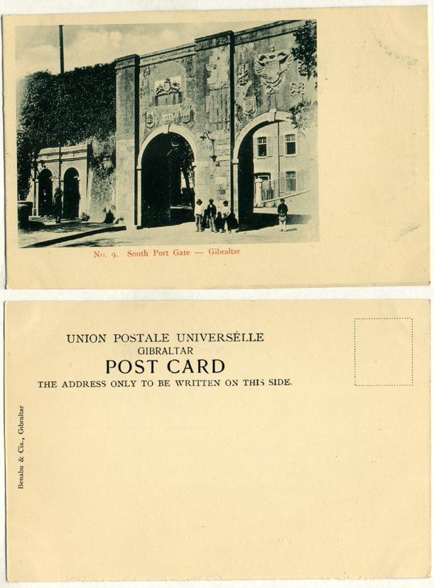 ГИБРАЛТАР ОТКРЫТКА, ПОЧТОВАЯ КАРТОЧКА, ЮЖНЫЕ ПОРТОВЫЕ ВОРОТА 153-1-22