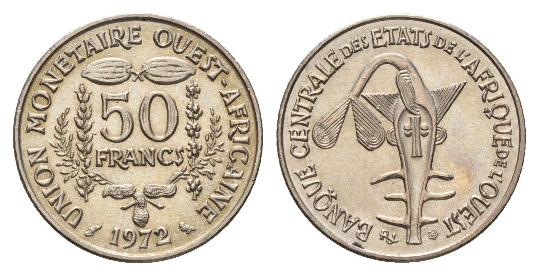 Западная Африка (BCEAO) 50 франков 1972 KM 6 медно-никель UNC 4671-151