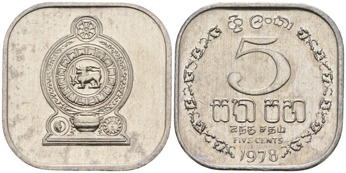 Шри-Ланка 5 центов 1978 KM 139a алюминий 4136-625