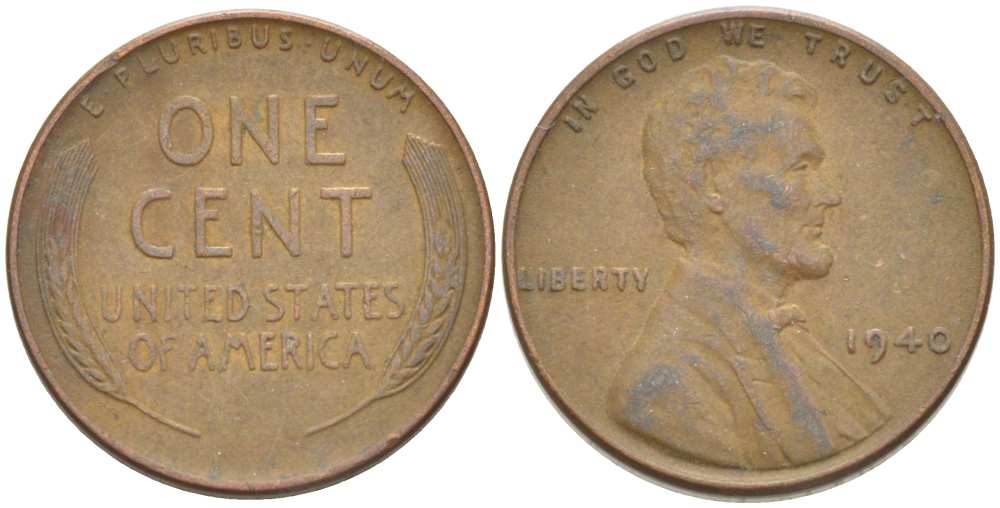США 1 ЦЕНТ 1940 ЛИНКОЛЬН KM 132 бронза 3309-445