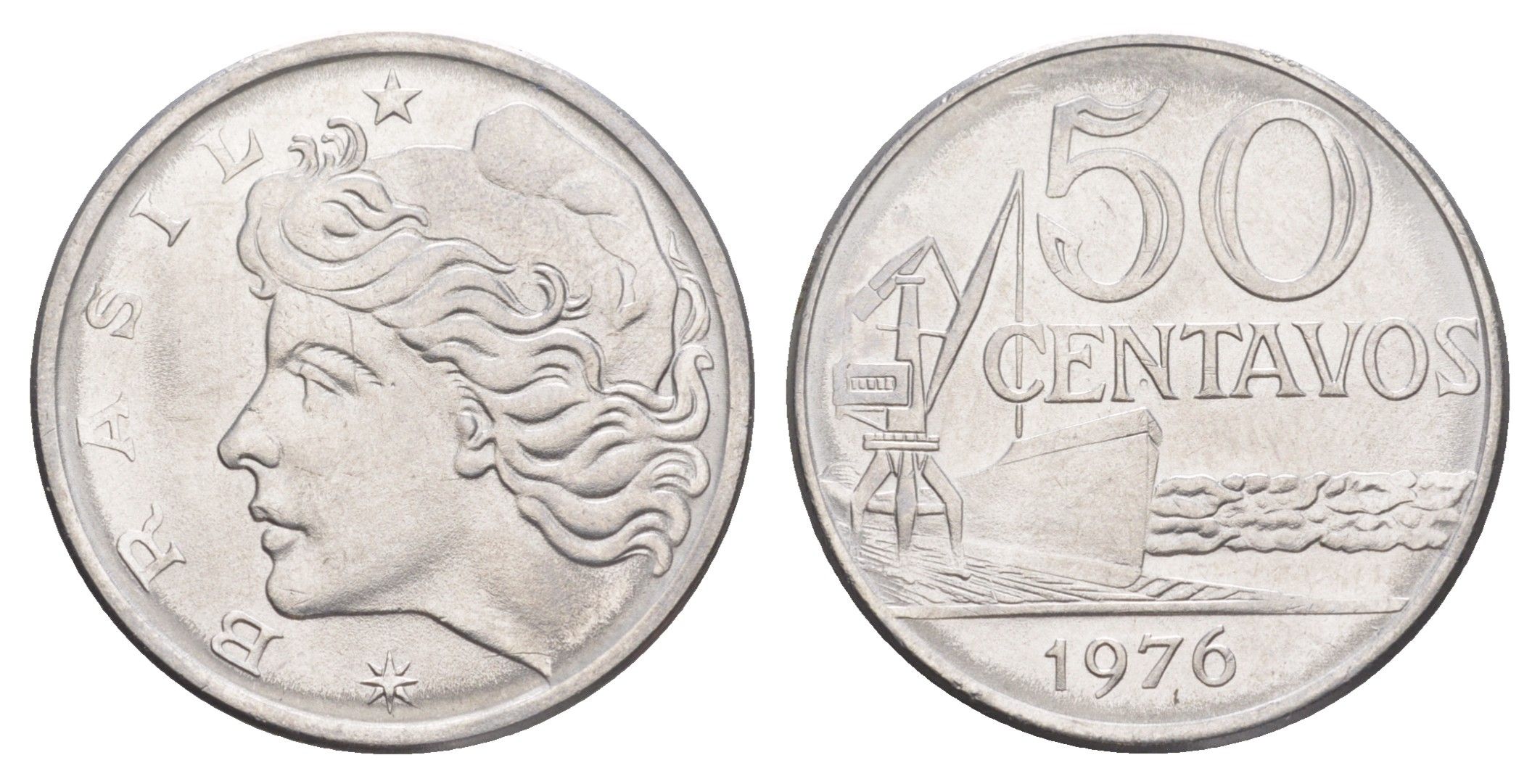 Бразилия 50 сентаво 1976 KM 580b нержавеющая сталь UNC 4642-1126