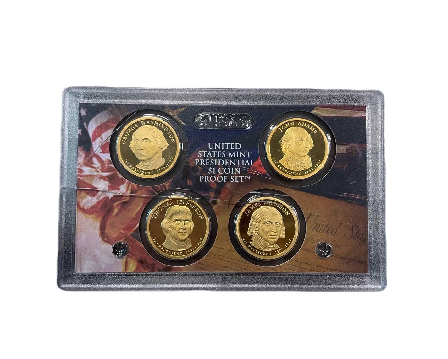 США набор из 4 монет (1 доллар) 2007 серия президенты США, в оригинальной упаковке KM 401, 402, 403 и 404 PROOF 5-4-1-09