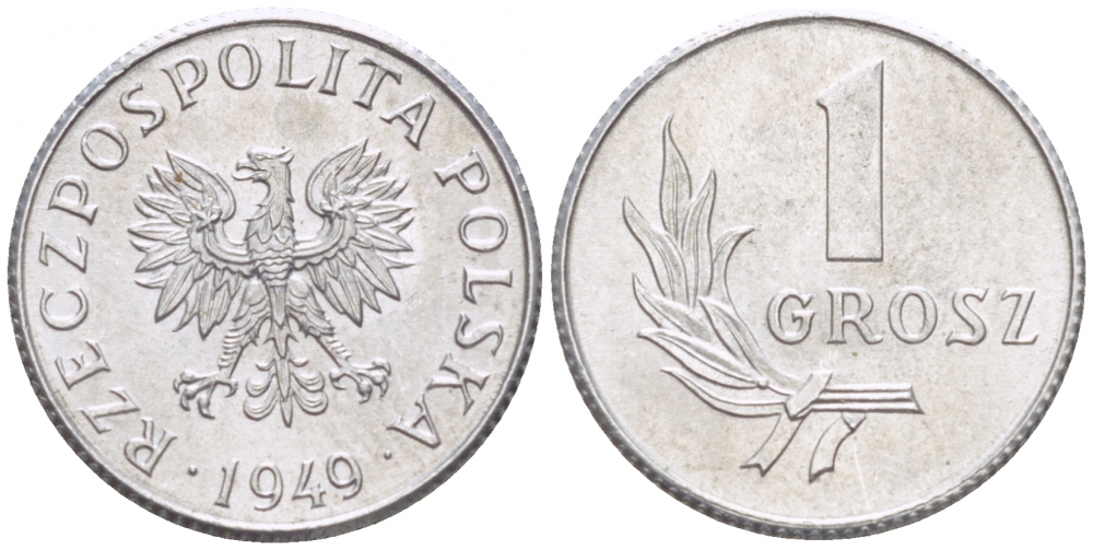 ПОЛЬША 1 ГРОШ 1949 KM 39 алюминий UNC 112-568