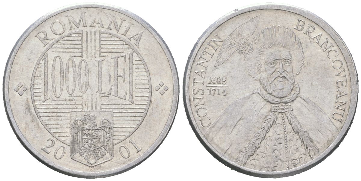 Румыния 1000 леев 2001 Константин Брынковяну (1654-1714) KM 153 алюминий 183-1143
