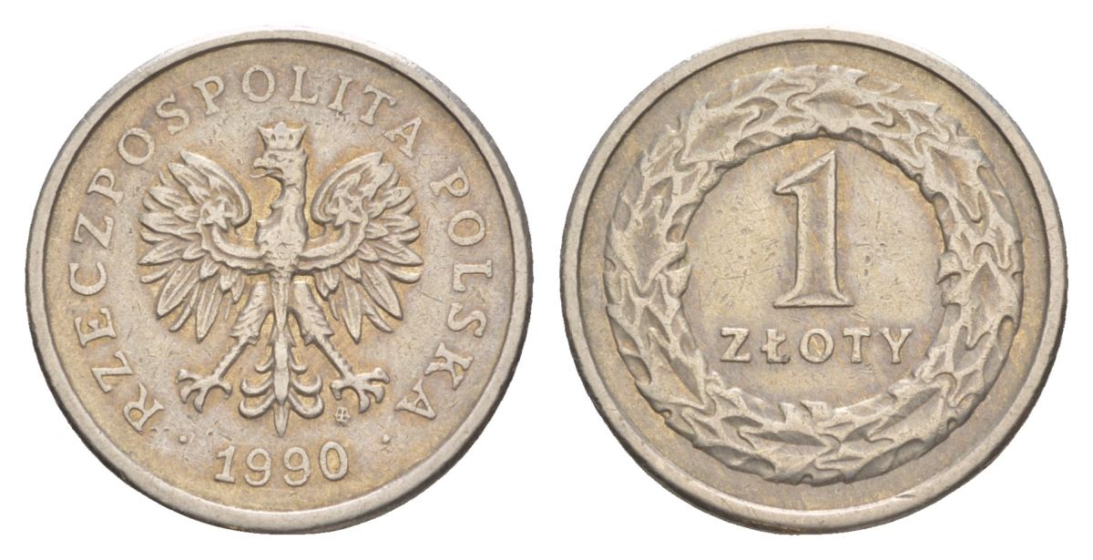 Польша 1 злотый 1990 Y 282 медно-никель 4626-451