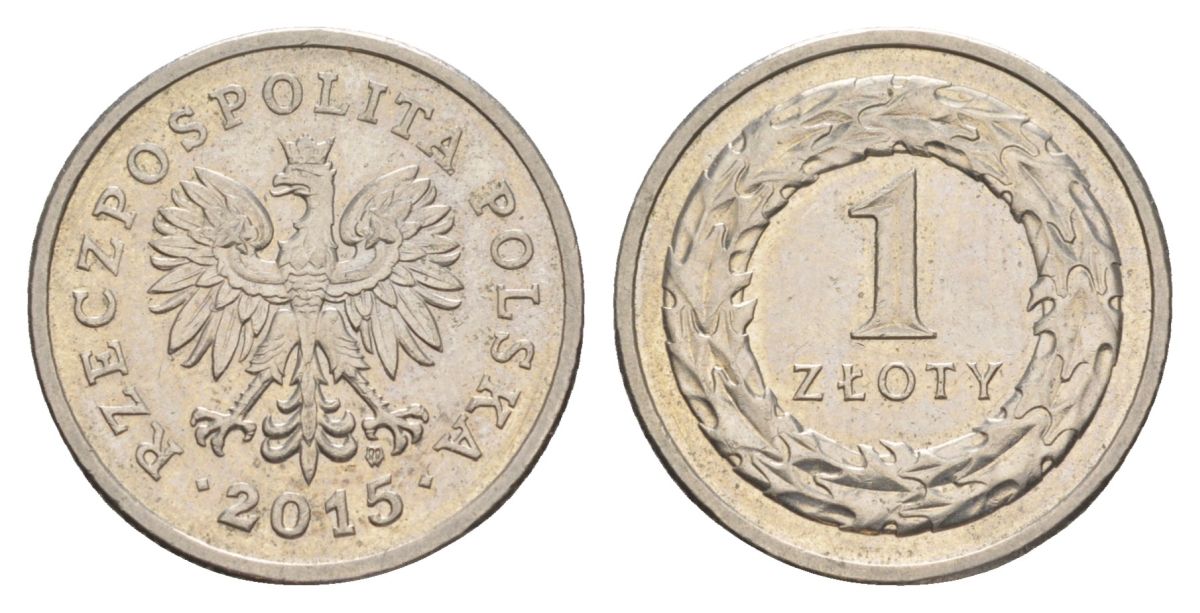 Польша 1 злотый 2015 Y 282 медно-никель 4626-627