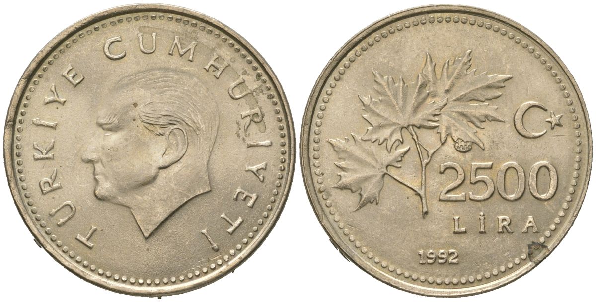 Турция 25000 лир 1992 KM 1015 никель бронза UNC 4620-614