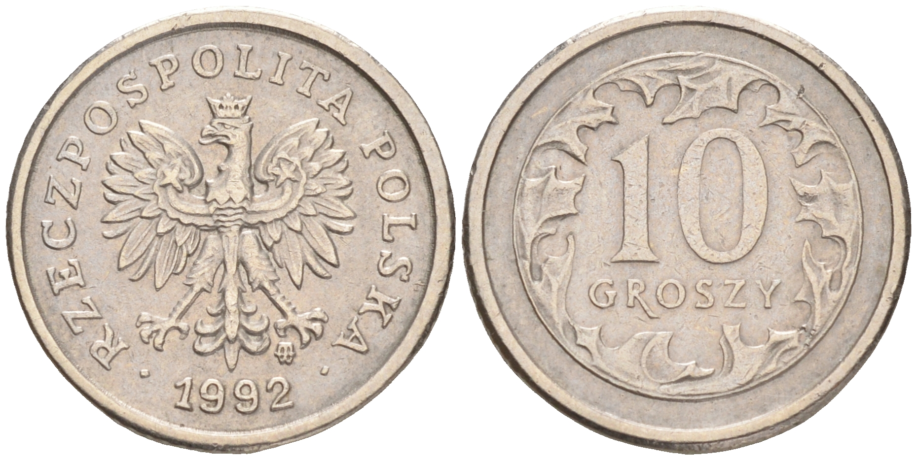 Польша 10 грошей 1992 MW KM 279 медно-никель 4528-239