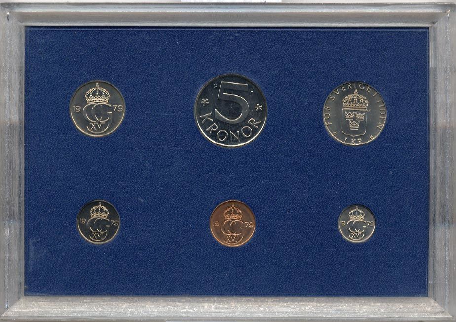 Швеция набор из 6 монет 1979 официальный набор монетного двора, Карл XVI Густав (1973- ) UNC 2-4-1-34