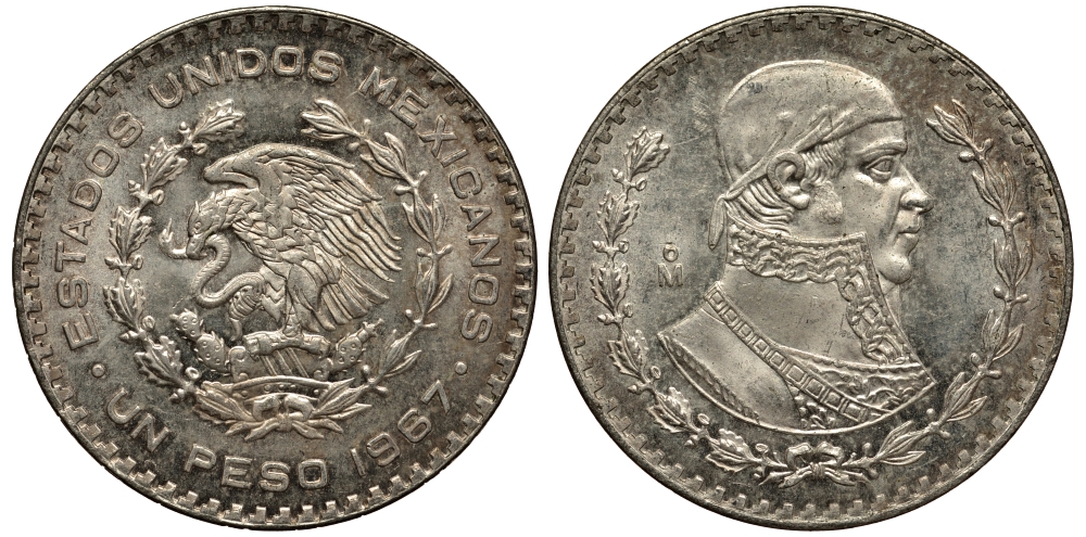 Мексика 1 песо 1967 Хосе Мария Морелос KM 459 серебро 79-823