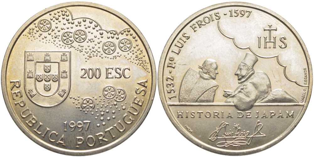 Португалия 200 эскудо 1997 400 лет со дня смерти Луиса Фройса KM 698 медно-никель UNC 107-1022