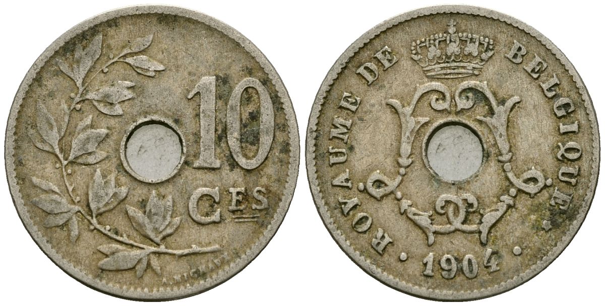 Бельгия 10 сантимов 1904 Belgique KM 52 медно-никель 4172-735