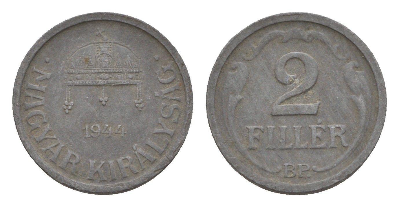 Венгрия 2 филлера 1944 BP KM 519 цинк 4658-363